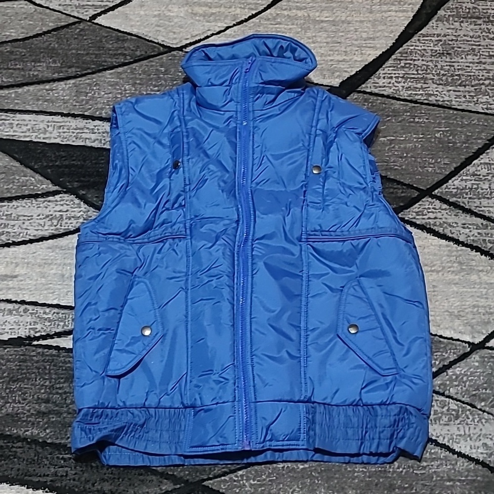VINTAGE SHIPTON SPORTSWEAR FULL-ZIP BLUE PUFFER VEST